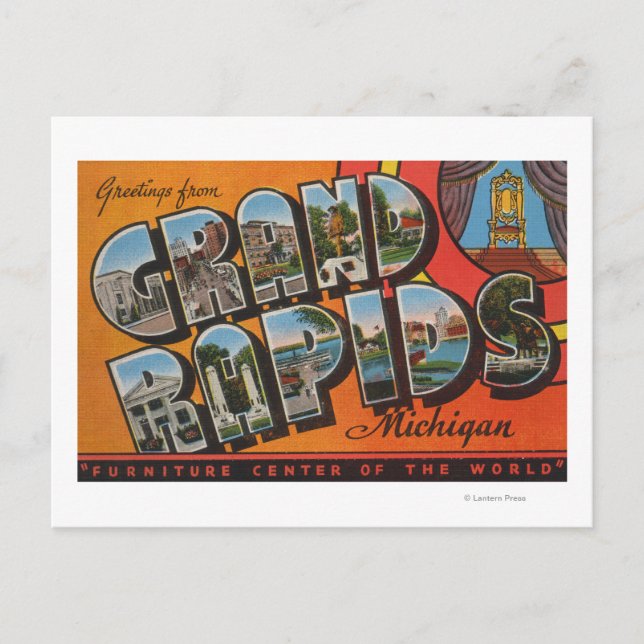 Grand Rapids, Michigan - Large Letter Scenes Postcard (Front)