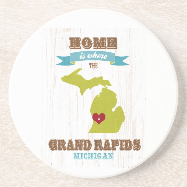 grand rapids, michigan Map – Home Is Where Coaster (Front)