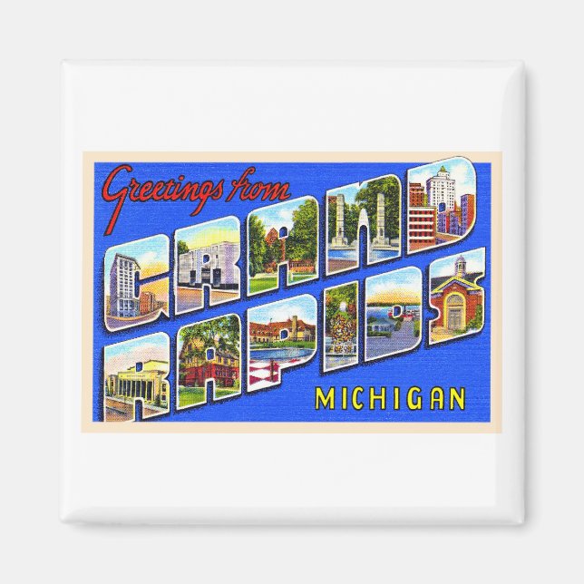 Grand Rapids Michigan MI Large Letter Postcard Magnet (Front)
