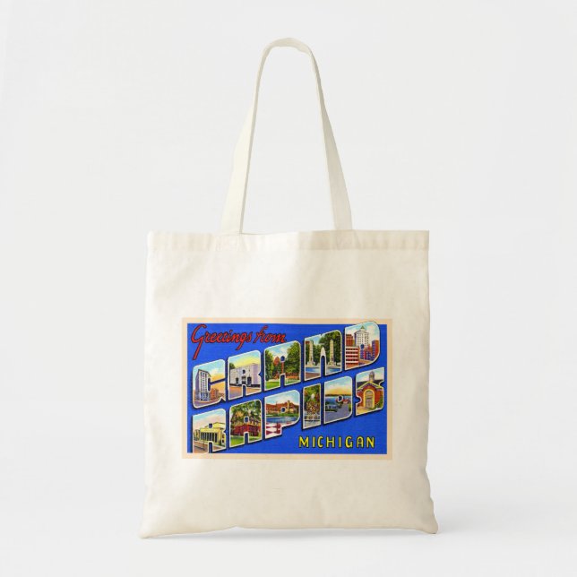 Grand Rapids Michigan MI Large Letter Postcard Tote Bag (Front)