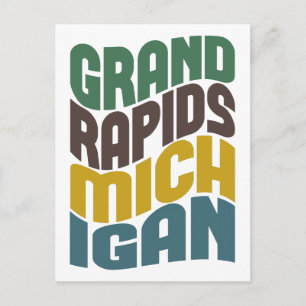 Grand Rapids Michigan Retro Wave Postcard