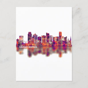 Grand Rapids Michigan Skyline Holiday Postcard