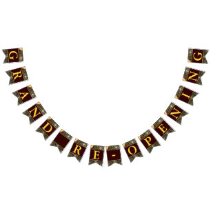 Grand Re-Opening Faux Gold Glitter Balloons Bunting