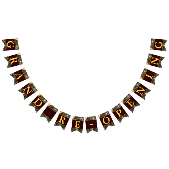 Grand Re-Opening Faux Gold Glitter Balloons Bunting (All)