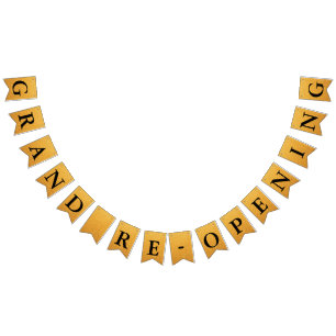 Grand Re-Opening Faux Gold Glitter  Bunting