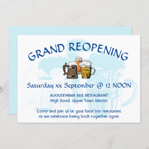 GRAND REOPENING Bar Reunion Customisable PALE BLUE Invitation