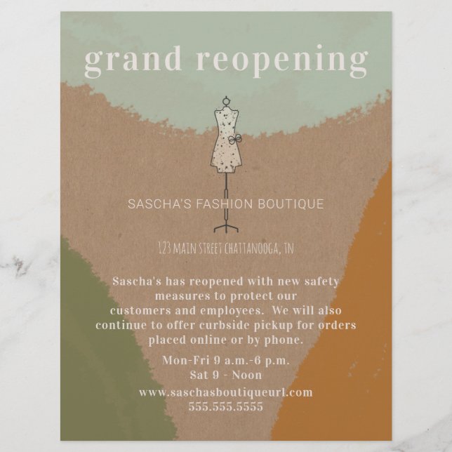 Grand Reopening Boutique Store Abstract Cardstock Flyer (Front)