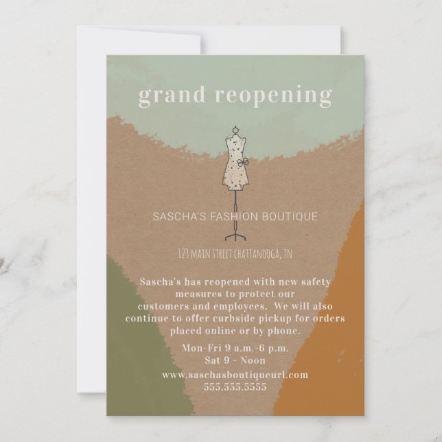 Grand Reopening Cardstock Abstract Clothing Store Invitation (Front)