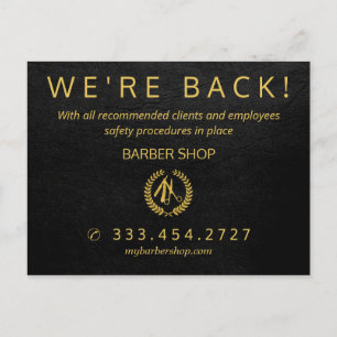 Grand reopening covid-19 barber salon announcement postcard