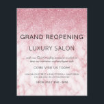 Grand Reopening Marble Pink Glitter Salon Flyer<br><div class="desc">Girly Marble Blush Pink Ombre Marble and Sparkle and Glitter Grand Reopening Glam Luxury Hair Salon, Beauty Store, Eyelashes, Nails, Makeup, Microblading, Hair Stylist, Lashes, Hair Stylist or Make Up Artist Business Flyer with custom add your business name and return address. This simple modern and elegant personalized design is perfect...</div>