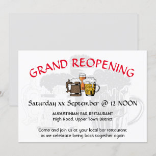 GRAND REOPENING Pub Reunion Customisable GRAY Invitation