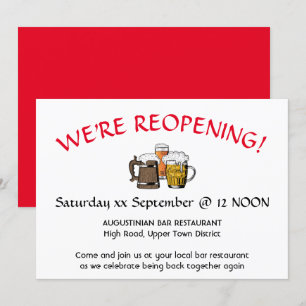 GRAND REOPENING Pub Reunion Customisable RED Invitation