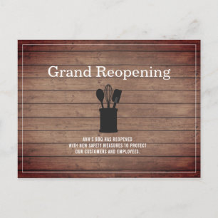 Grand Reopening Restaurant Food Wood Crock Postcard