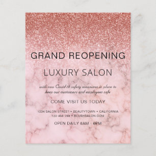 Grand Reopening Rose Gold Glitter Salon Flyer
