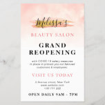 GRAND REOPENING | trendy gold pink beauty salon Flyer<br><div class="desc">Announce your grand reopening with this lovely design with pink and white colors and black text. the text can be personalized.</div>