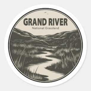 Grand River National Grassland Stream Classic Round Sticker