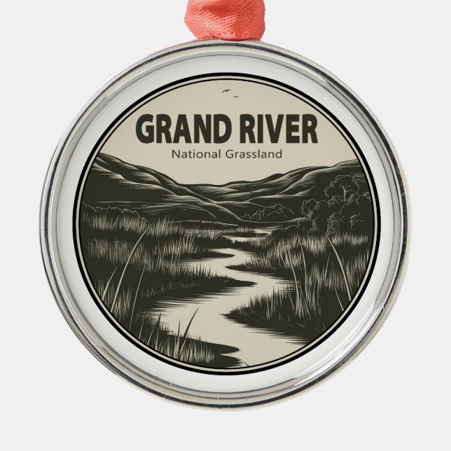 Grand River National Grassland Stream Metal Tree Decoration (Front)