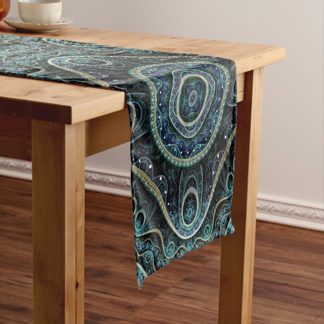 Grand Royal Julian Fractal Mandala Pattern Short Table Runner (In Situ)