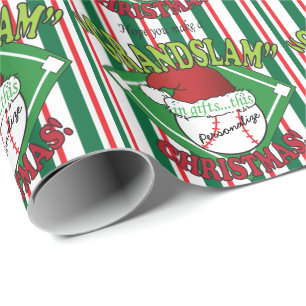 Grand Slam Baseball Christmas   DIY Name Wrapping Paper