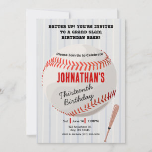 Grand Slam Birthday Party- Baseball Invitation Boy