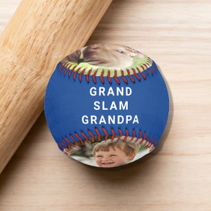 Grand Slam Grandpa Personalised Photos Names Blue Baseball