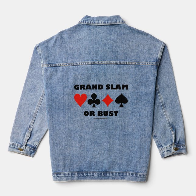 Grand Slam Or Bust Bridge Four Card Suits Denim Jacket (Back)