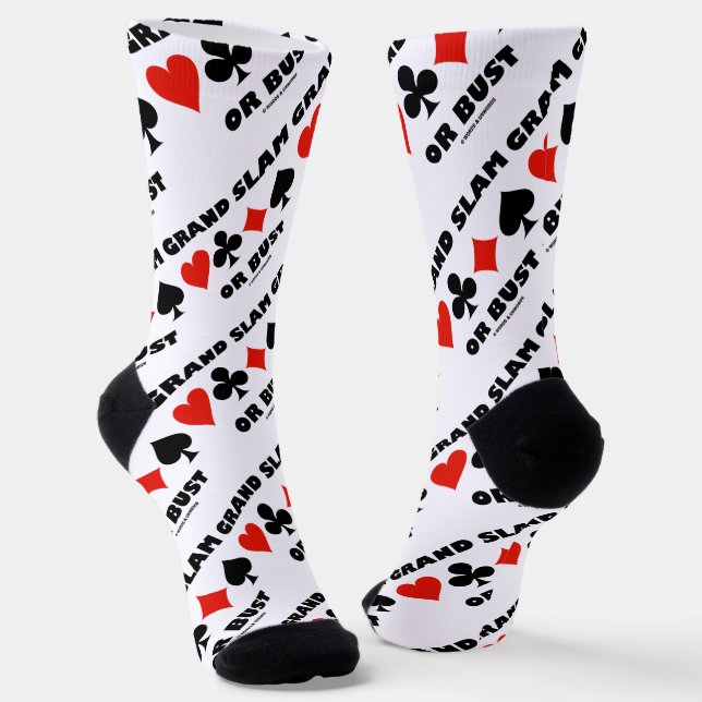 Grand Slam Or Bust Bridge Four Card Suits Socks (Angled)