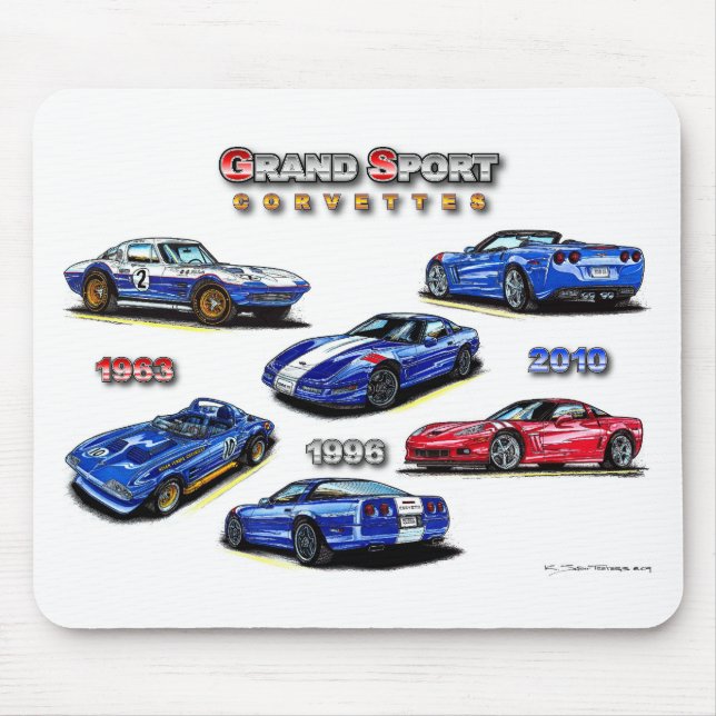 Grand Sport Corvettes 1963, 1996, 2010 Mouse Mat (Front)