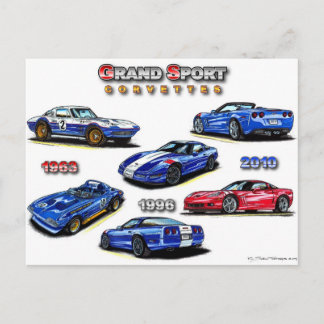 Grand Sport Corvettes 1963, 1996, 2010 Postcard