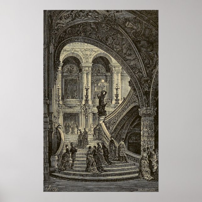 Grand stair case Paris Opera House 1877 Poster (Front)