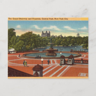 Grand Stairway Fountain Central Park NYC, New York Postcard