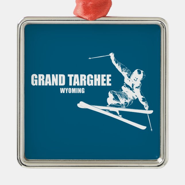 Grand Targhee Resort Wyoming Skier Metal Tree Decoration (Front)