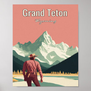 Grand Teton Minimalist Vintage Art Travel poster