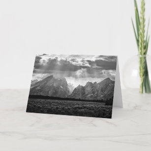 Grand Teton Mountain Range in Black and White Card