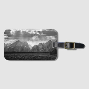 Grand Teton Mountain Range in Black and White Luggage Tag