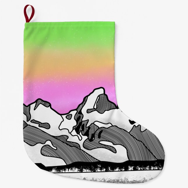 Grand Teton mountain Wyoming Large Christmas Stocking (Front)