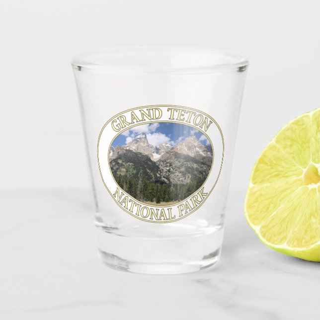 Grand Teton Mountains at Grand Teton National Park Shot Glass (Front)