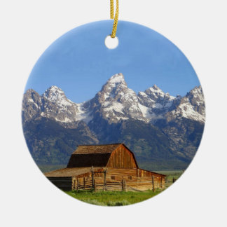 Grand Teton mountains Ceramic Tree Decoration