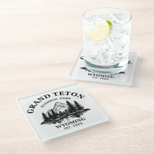 Grand Teton mountains National Park Wyoming Glass Coaster