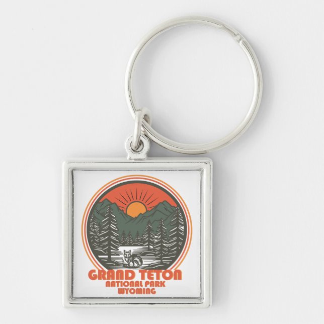 Grand Teton mountains National Park Wyoming Key Ring (Front)