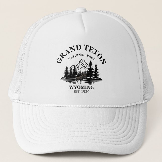 Grand Teton mountains National Park Wyoming Trucker Hat (Front)