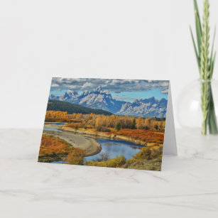 Grand Teton Mountains River View in Autumn Card