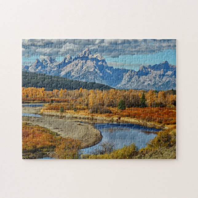 Grand Teton Mountains River View in Autumn Jigsaw Puzzle (Horizontal)