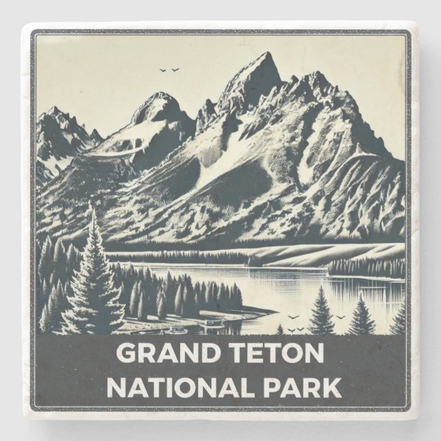 Grand Teton Nation Park Stone Coaster (Front)
