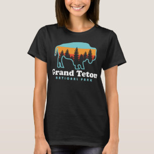 Grand Teton National Park Bison Retro Wyoming T-Shirt