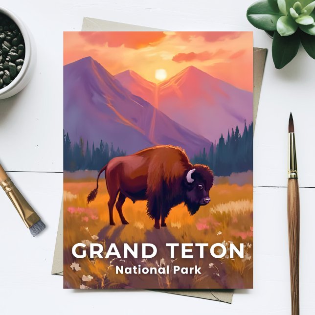 Grand Teton National Park | Bison Wyoming Travel Postcard (Creator Uploaded)