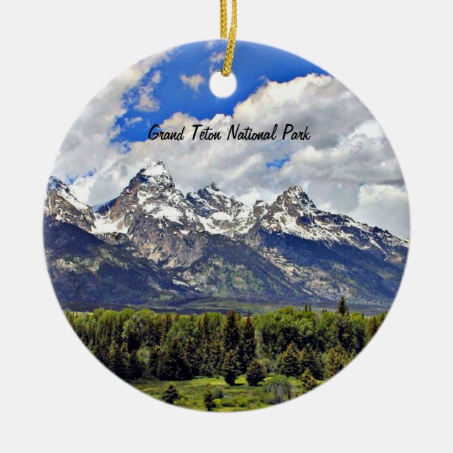 Grand Teton National Park Ceramic Tree Decoration (Front)