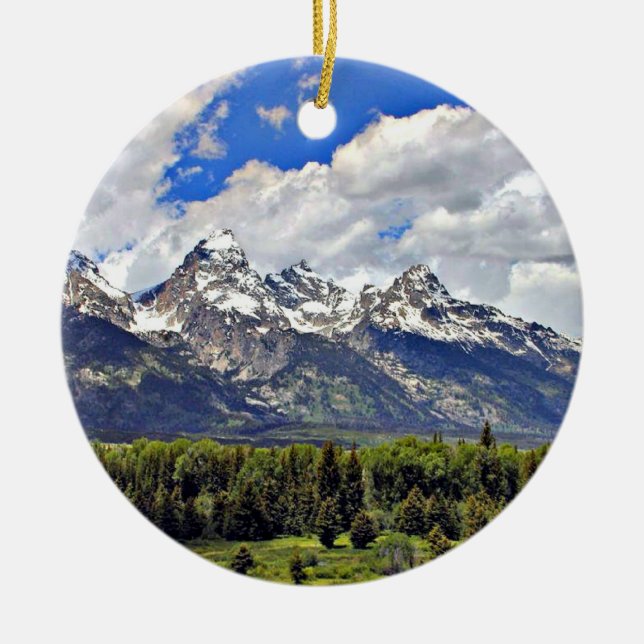Grand Teton National Park Ceramic Tree Decoration (Front)
