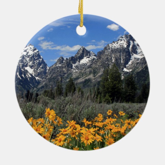 Grand Teton National Park Ceramic Tree Decoration (Back)