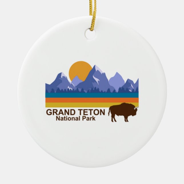 GRAND TETON NATIONAL PARK CERAMIC TREE DECORATION (Front)